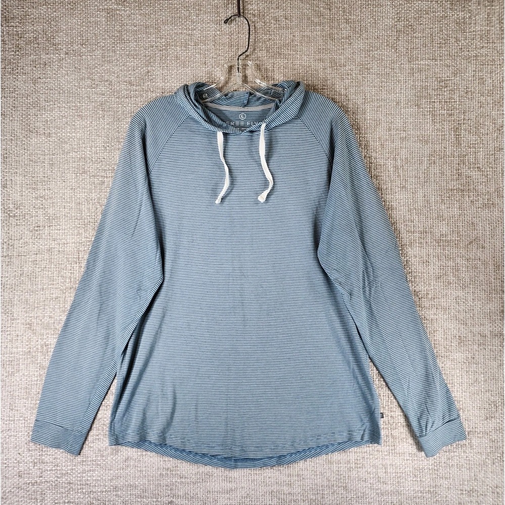 Free Fly Hoodie Shirt Mens L Blue Stripe Knit  Active Running Pullover Bamboo